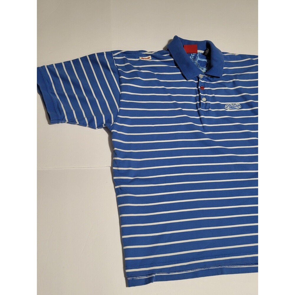 (#11) Akademiks Polo Shirt Vintage Size 3xl Blue White Striped